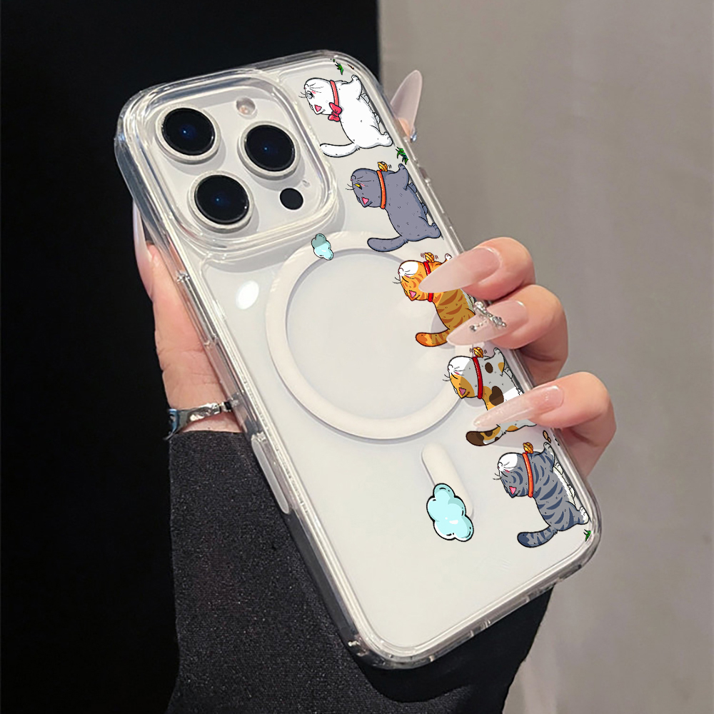 Apple Iphone 15 - Cute Cartoon Cat Clear Phone Case