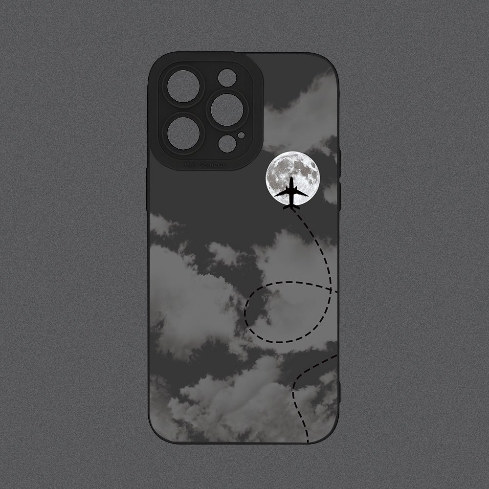 Phone Cases Funny - Night Sky Airplane Cartoon Creative Funny