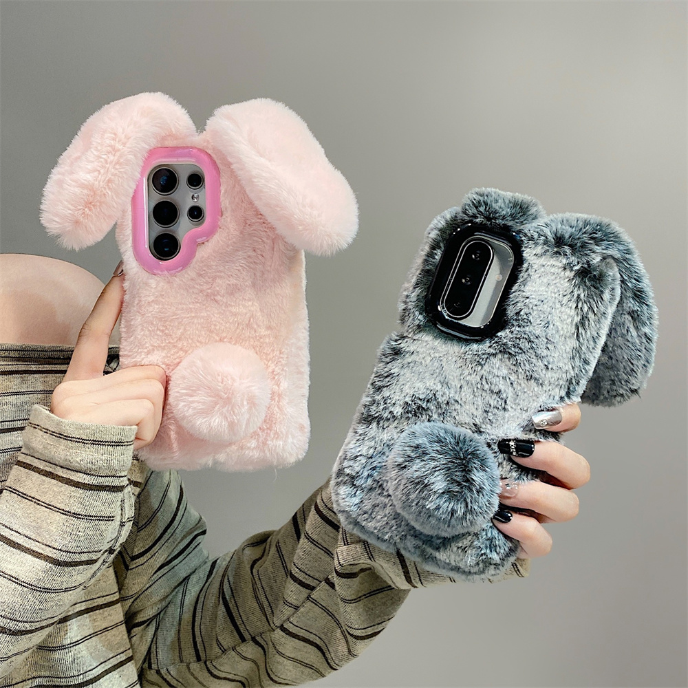 Cute Rabbit Ears Fluffy Stand  - đánh giá và giá Phone Cases Samsung